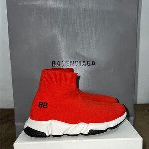Balenciaga Vibrant Red Knit Sneakers